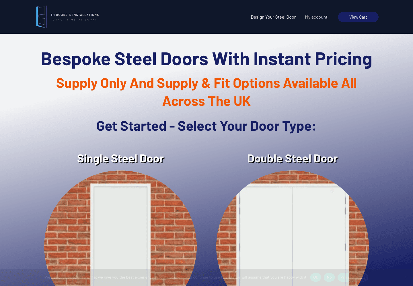 Visual Door Builder live steel-door selection and instant-pricing experience